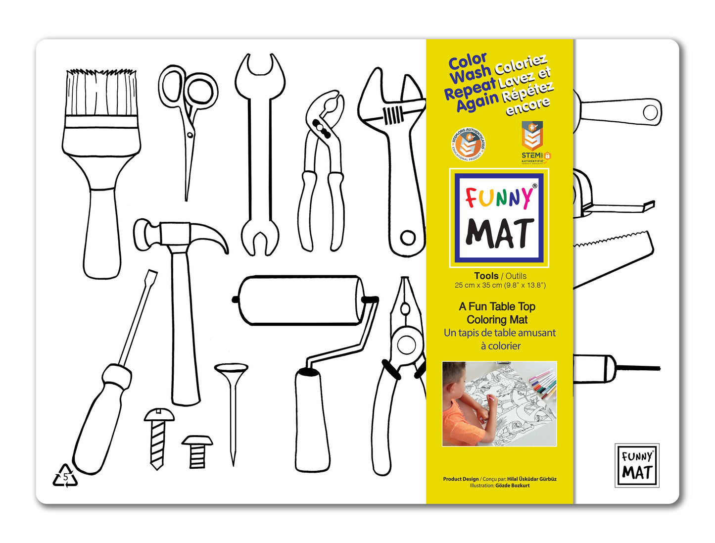 2 Compact coloring mats, wheels & tools