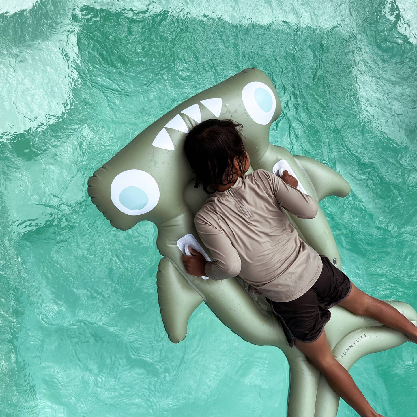 Kids Lie-On Float Salty the Shark Khaki