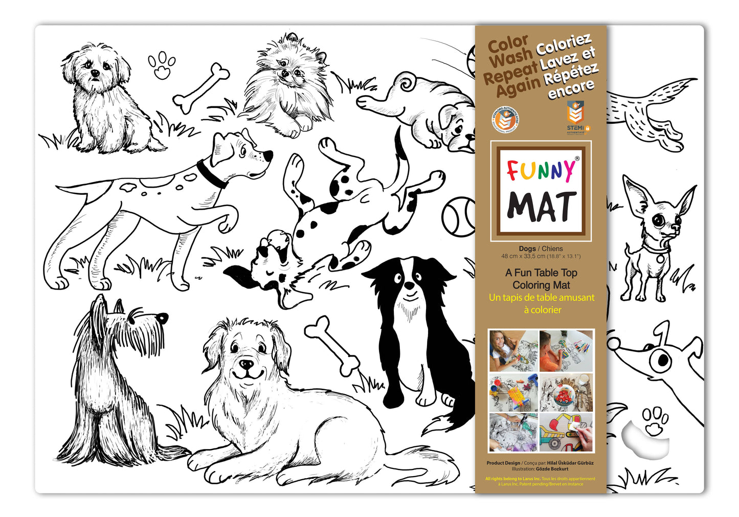 Table top coloring mat, dogs