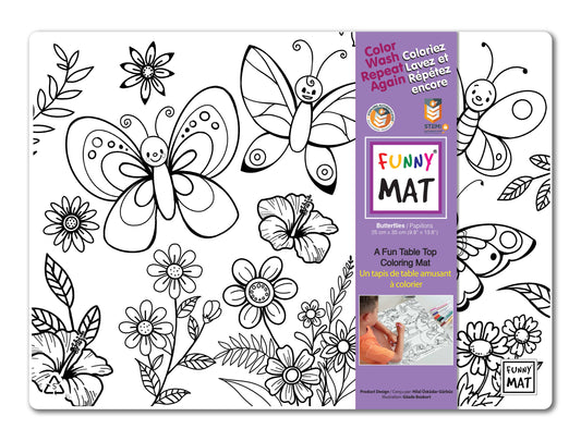 2 Compact coloring mats, butterfly & castle