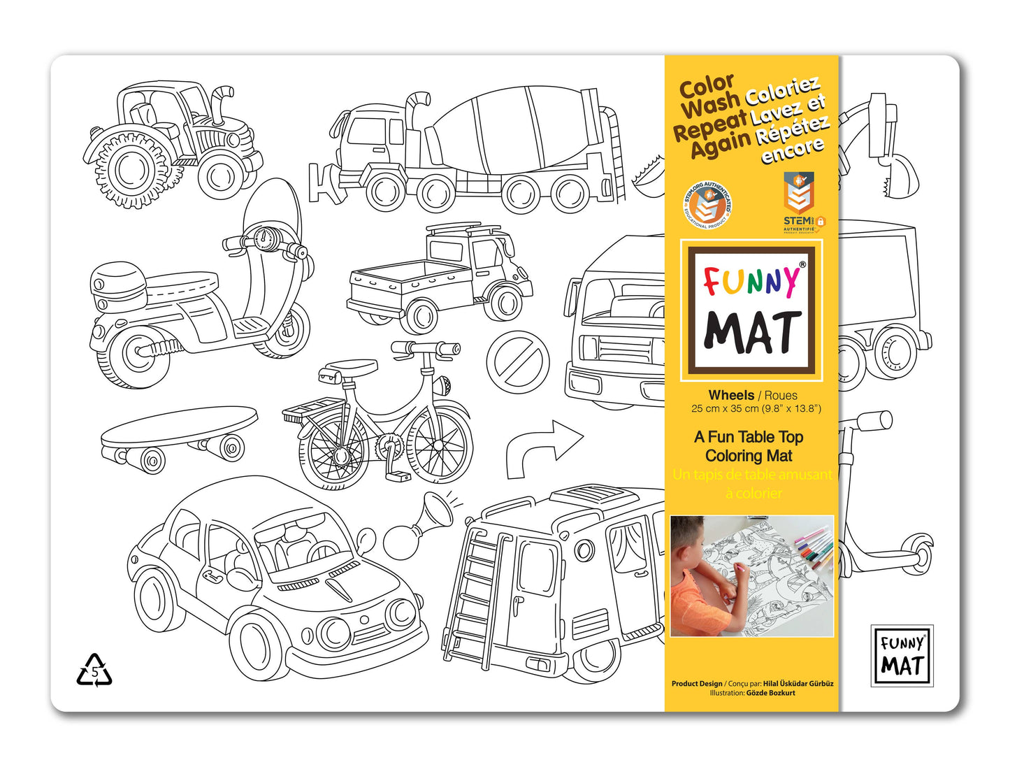 2 Compact coloring mats, wheels & tools