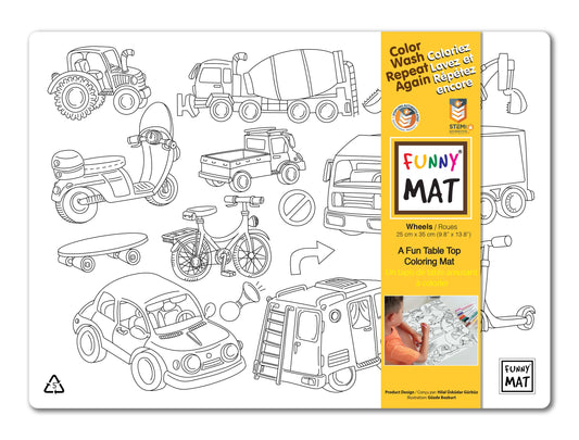 2 Compact coloring mats, wheels & tools