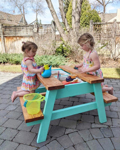 Picnic Sensory Table, 2 Bin Small  Paint & Stained