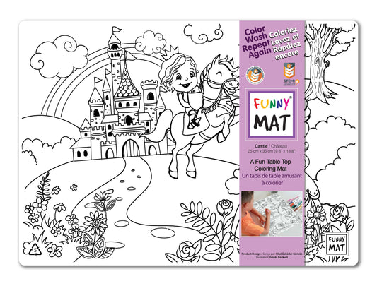 2 Compact coloring mats, butterfly & castle + 6 markers