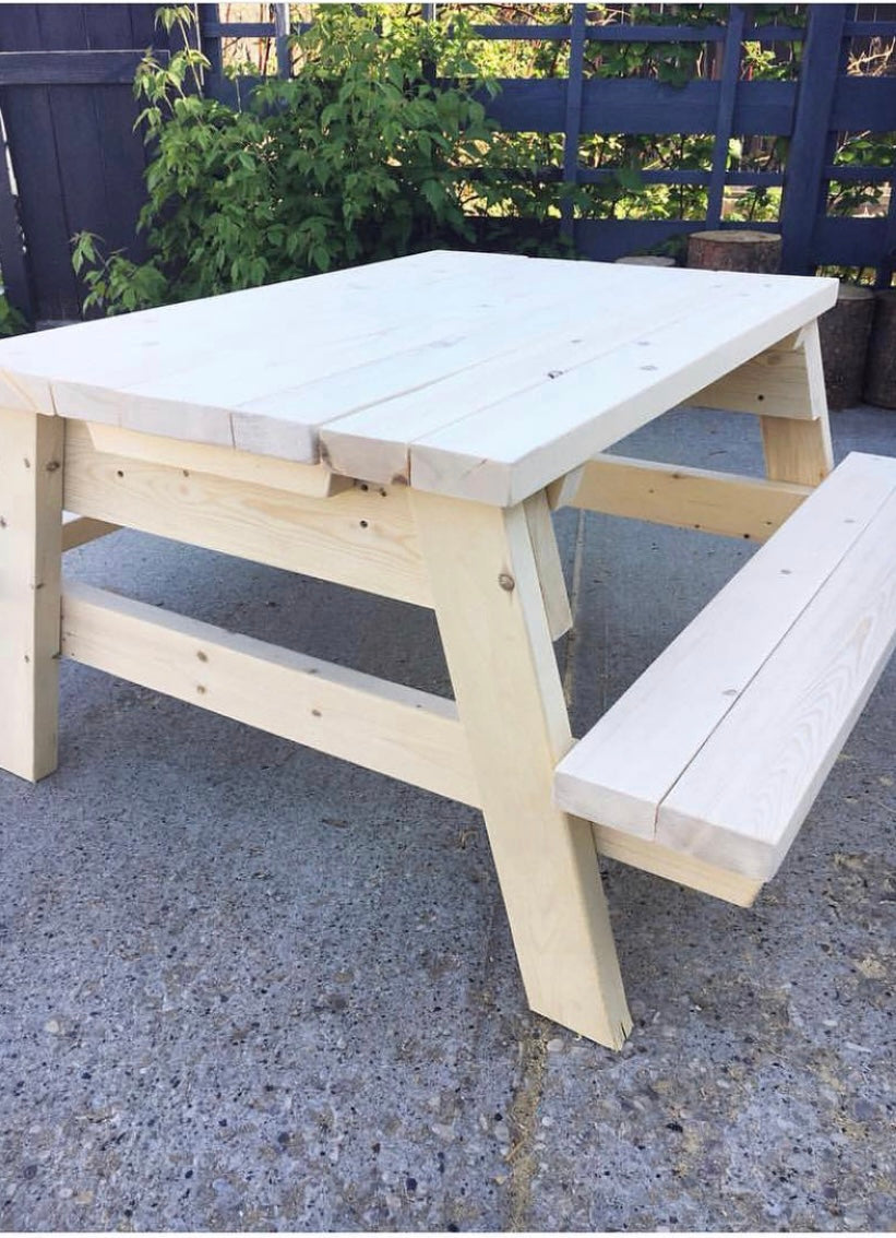Picnic Sensory Table, 2 Bin Small - NATURAL sanded wood