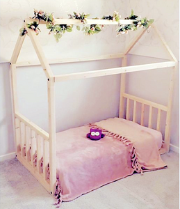 House Bed Frame - Toddler w/ Slat Headboard