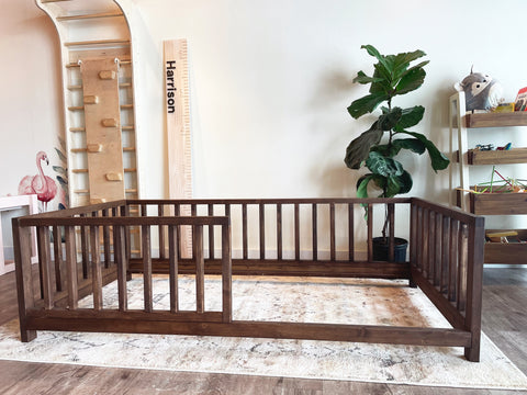 Montessori Railing Bed in Twin with 4 Sides